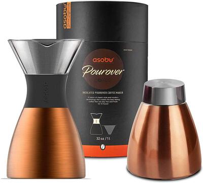 Alle Details zur Kaffeemaschine Asobu Pour Over Kaffeebereiter kupfer (PO300COPPER) und ähnlichen Maschinen