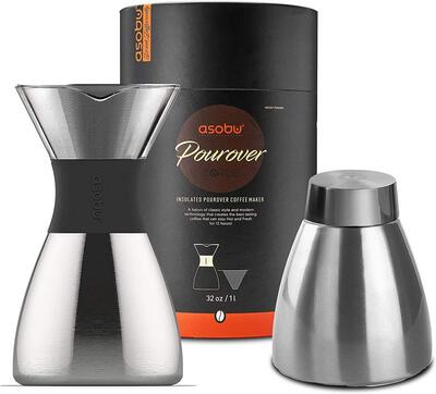 Alle Details zur Kaffeemaschine Asobu Pour Over Kaffeebereiter silber (PO300SILVER) und ähnlichen Maschinen